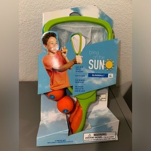 Bring on the Sun Slingball 4 piece set NEW Outdoor Toy 2 rackets and 2 balls Fun